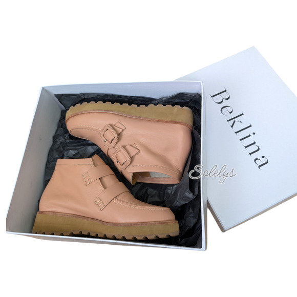 Beklina Desert Boot Nattsu Tan Leather Platform Bootie Size 6 Handmade in Peru - Picture 2 of 12